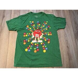 M&M's Mens Red Character Graphic‎ T-Shirt Green Heather Large Short Sleeve